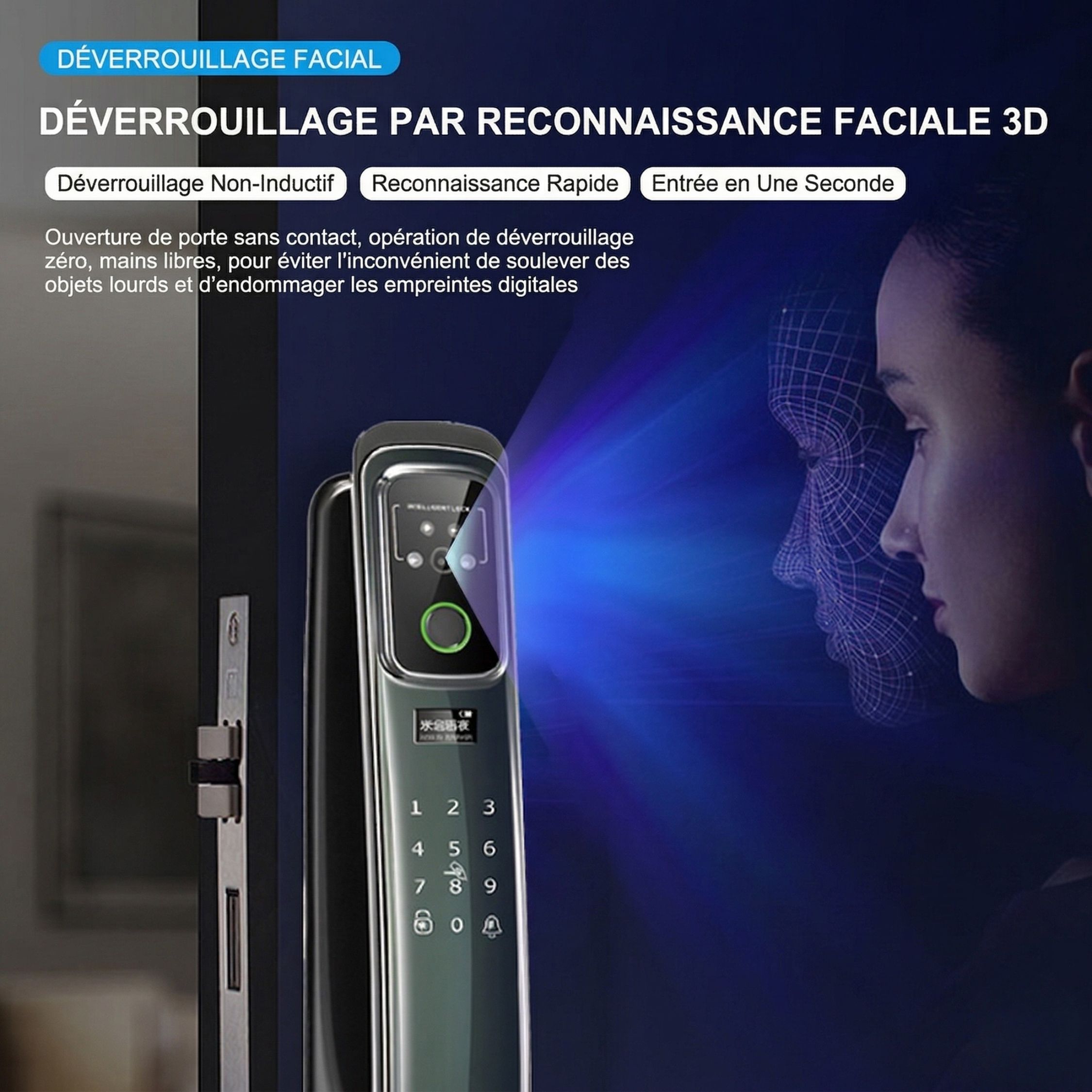 Serrure Intelligente Empreinte & Reconnaissance Faciale - Vingo LockDigt 3D - image 2